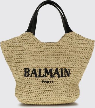 Balmain Tote bag in viscosa con logo a contrasto e doppi manici