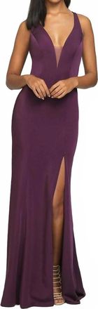 Allure Bridals Open Back Evening Dress In Plum