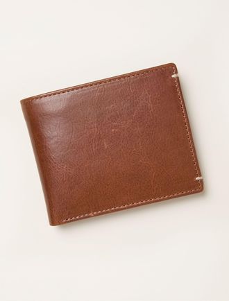 Fat Face FatFace Tan Brown Corner Stitch Detail Leather Wallet