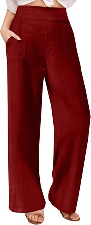 Generic Wide Leg Trousers for Women UK Sale Cotton Linen Palazzo Trousers for Women UK Clearance Ladies Baggy Loose Lounge Pants Elasticated High Waisted Summ