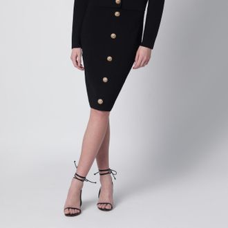 Balmain Gonna a tubino nera in tweed