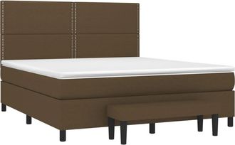 vidaXL Vidaxl - Cama Box Spring Con Colch&oacute;n Tela Marr&oacute;n Oscuro 180x200 Cm