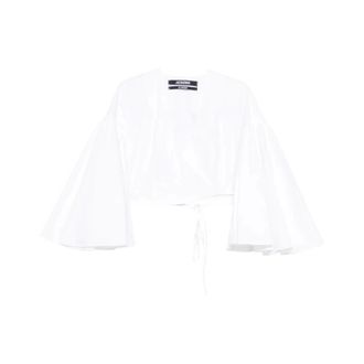 Jacquemus Blouses, female, White, Size: 2XS Paysan Wrap Top