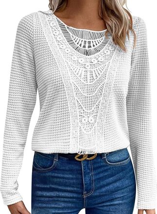 Generic womens jumpers, Jumpers for Women UK Winter Fleece Lightweight Sweater Soft Comfortable Long Sleeves Pullover Solid Color Casual Crew Neck Tops Fashio