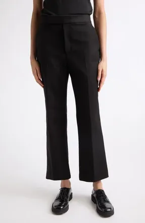 Nellie Partow Sullivan Creased Flare Cotton Twill Pants in Black at Nordstrom, Size 4