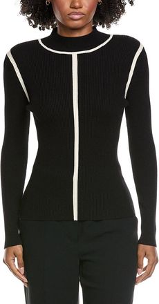 Elie Tahari Mock Neck Novelty Contrast Sweater