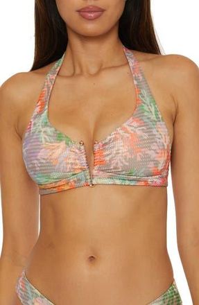 BECCA by Rebecca Virtue Coral Reef Halter Bikini Top in Coral Multi at Nordstrom Rack, Size Large