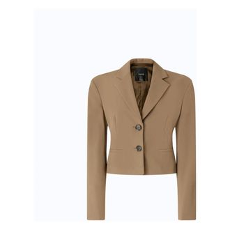 Pinko Pinko, Jassen, Dames, Beige, M, Slim-fit Cropped Blazer