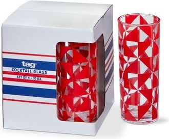 Tag Pinwheel Red Drinking Glasses Set of 4 Dishwasher Safe at Nordstrom