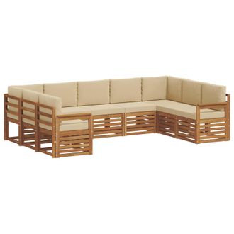 vidaXL Conjunto De Sof&aacute;s De Exterior 9 Uds. Natural Y Beige Vidaxl