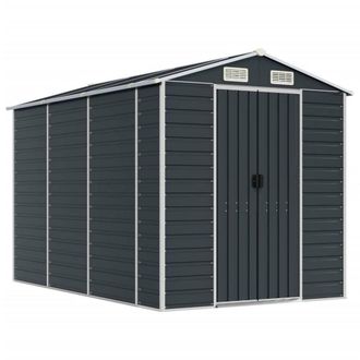 Berkfield Home Garden Shed Anthracite 191x300x198 cm Galvanised Steel in Dark Grey | Size: 191 x 300 x 198 cm