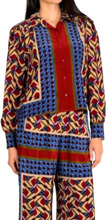 Lavender Brown Paola Top In Burgundy Blue Combo