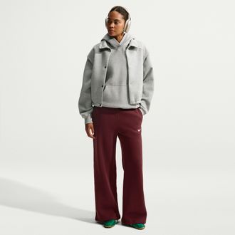 Nike Womens Studio Fleece Weight Mid-Rise Wide-Leg Pants in Purple | IU1958-658