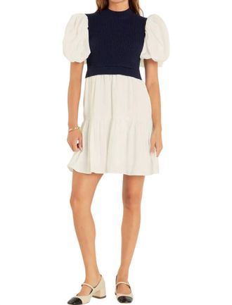 English Factory Bonnie Mini Dress In Navy