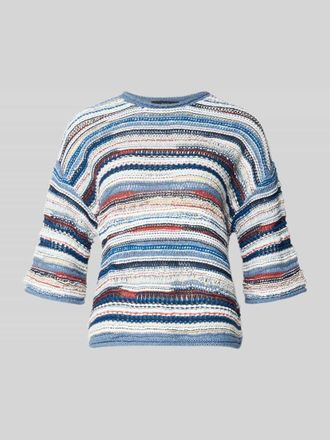 Oui Strickpullover mit 1/2-Arm in Blau, Gr&ouml;&szlig;e 34