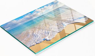 OEM Tabla De Cocina De Vidrio Duradera Y Elegante Con Estampado De Playa Hawaiana, 80x52 Cm