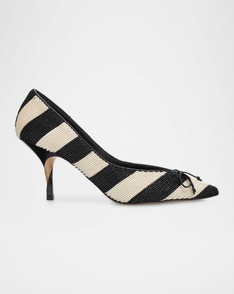 Jacquemus 80mm Les Escarpins Tourni Striped Raffia Pumps