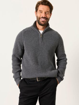 Fat Face FatFace Ember Charcoal Grey Half Neck Knitted Jumper