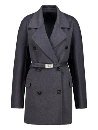 Ferragamo double-breasted coat - women - Wool/Virgin Wool - 42 - Grey