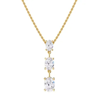 Diamond2Deal 14k Yellow Gold 2.20 Ct Oval Cut Lab Grown Diamond Pendant Necklace 18 Chain VVS-VS, E-F
