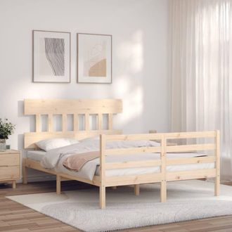 Berkfield Home Beautiful Bed Frame without Mattress 140x190 cm Solid Wood in Light Tan
