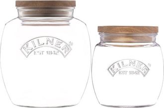 Kilner Kilner Set Of 2 Storage Jars With Wooden Lid