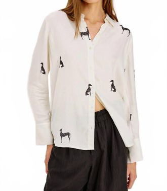 Rails Saige Oversized Button-Front Top In Ivory Whippets