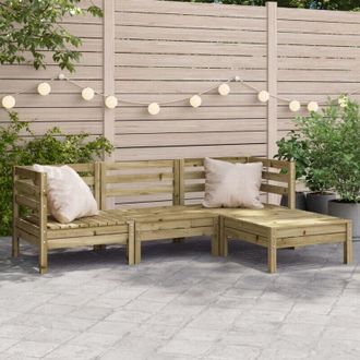 vidaXL Divano da Giardino 3 Posti con Poggiapiedi Legno Massello Pino vidaXL