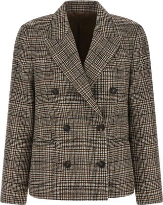 Brunello Cucinelli Dubbelrijige Blazer - Dames - Blazers - Beige - M - Kasjmier - Jassen