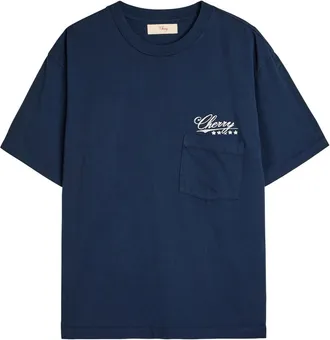 Cherry Los Angeles Five Star Logo-print Washed Cotton T-shirt - Navy - XL