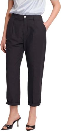 Kocca Broeken, Dames, Zwart, XS, Leer, Tapered broek met enkellengte