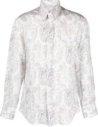 Brunello Cucinelli paisley-print linen shirt - men - Linen/Flax/Cotton - M - Neutrals