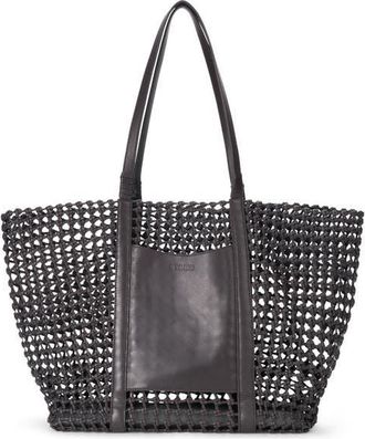 Staud Getaway Hand Knotted Leather Tote Bag in Espresso at Nordstrom