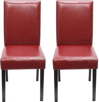 Hhg nunca usado] Juego de 2 sillas de comedor Silla de cocina Littau, cuero, rojo, patas oscuras
