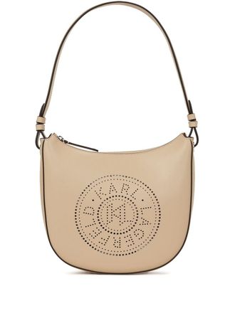 Karl Lagerfeld K/Circle Moon perforated-logo shoulder bag - Neutrals