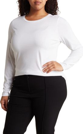Nordstrom Crewneck Long Sleeve Pima Cotton T-Shirt in White at Nordstrom Rack, Size 1X