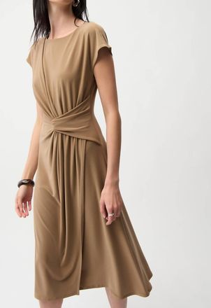 Joseph Ribkoff Silky Knit Cap Sleeve Dress In Tigers Eye