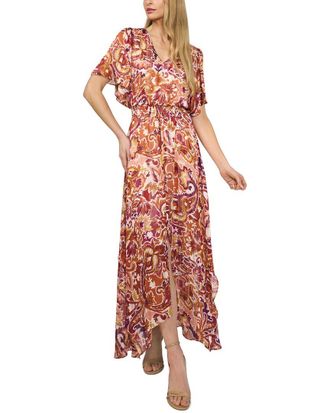 CeCe by Cynthia Steffe Smocked Waist Flutter Sleeve Maxi Dress