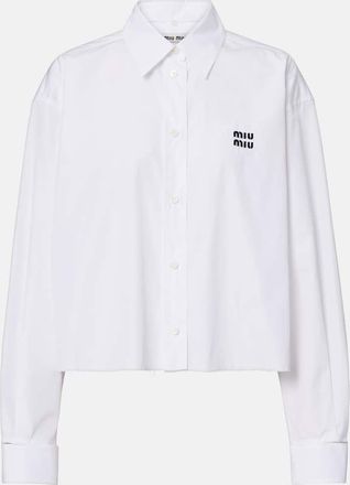 Miu Miu Camicia cropped in popeline di cotone