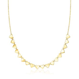 Canaria Canaria Italian 10kt Yellow Gold Central Heart Station Necklace