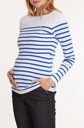 Cache Coeur Benodet Maternity and nursing sailor shirt in White/blue at Nordstrom, Size X-Large