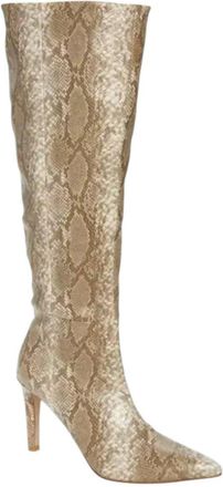 Billini Womens Bourbon Python-Embossed Knee-High Boots In Cream