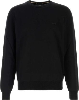 HUGO BOSS Stijlvolle Zwarte wollen trui - Heren - Ronde hals truien - Zwart - 3XL - Wol - Truien & Vesten