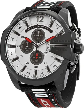 Diesel Mega Chief Chronograph Quartz Silver Dial Mens Watch DZ4512