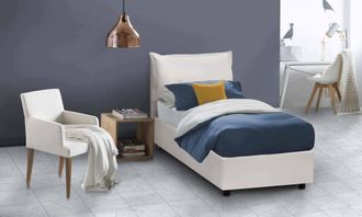 Dmora Dmora - Cama Individual Dcodutt, Cama Contenedor Con Tapizado En Ecopiel, 100% Made In Italy, Apertura Frontal, Con Colch&oacute;n Cm 90x200 Incluido, Blanco