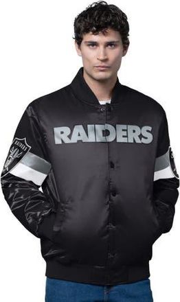 Starter Mens Starter Black Las Vegas Raiders Triple Option Satin Varsity Full-Snap Jacket at Nordstrom, Size X-Large