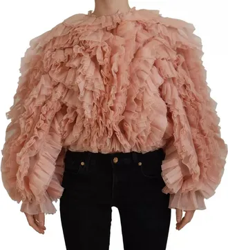 Dolce & Gabbana Pink Ruffles Long Sleeves Pullover Womens Sweater (Pre-Owned)