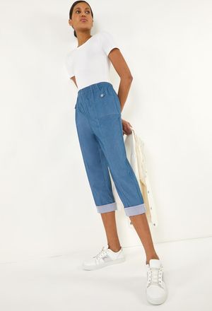 Roman Contrast Detail Cropped Stretch Trousers
