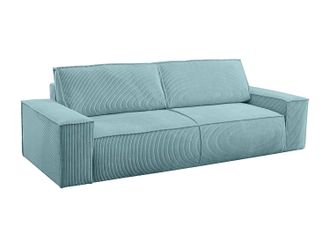 Vente-Unique Sof&aacute; cama de 4 plazas de pana azul turquesa AMELIA