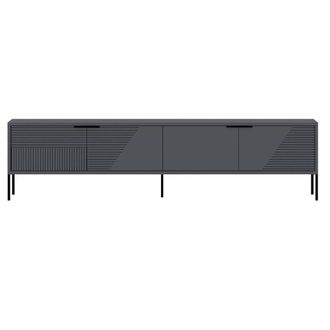 Calicosy TV Stand On Legs With 2 Grooved Drop-Down Doors, 180 Cm Wide - GOLD in Grey
